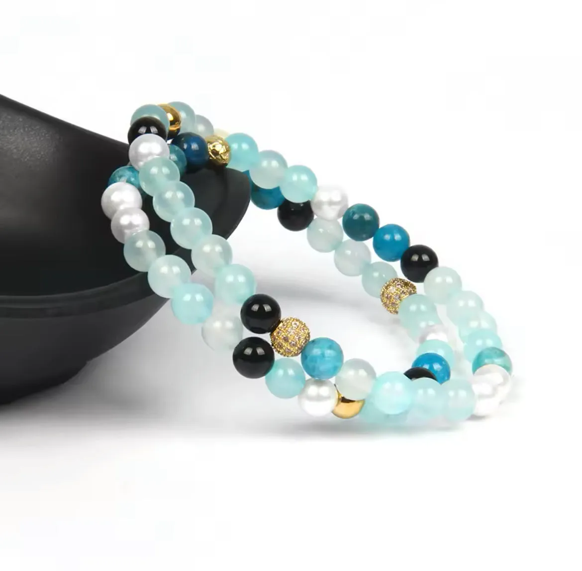 Apalite & Gold Beads Wrap Bracelet