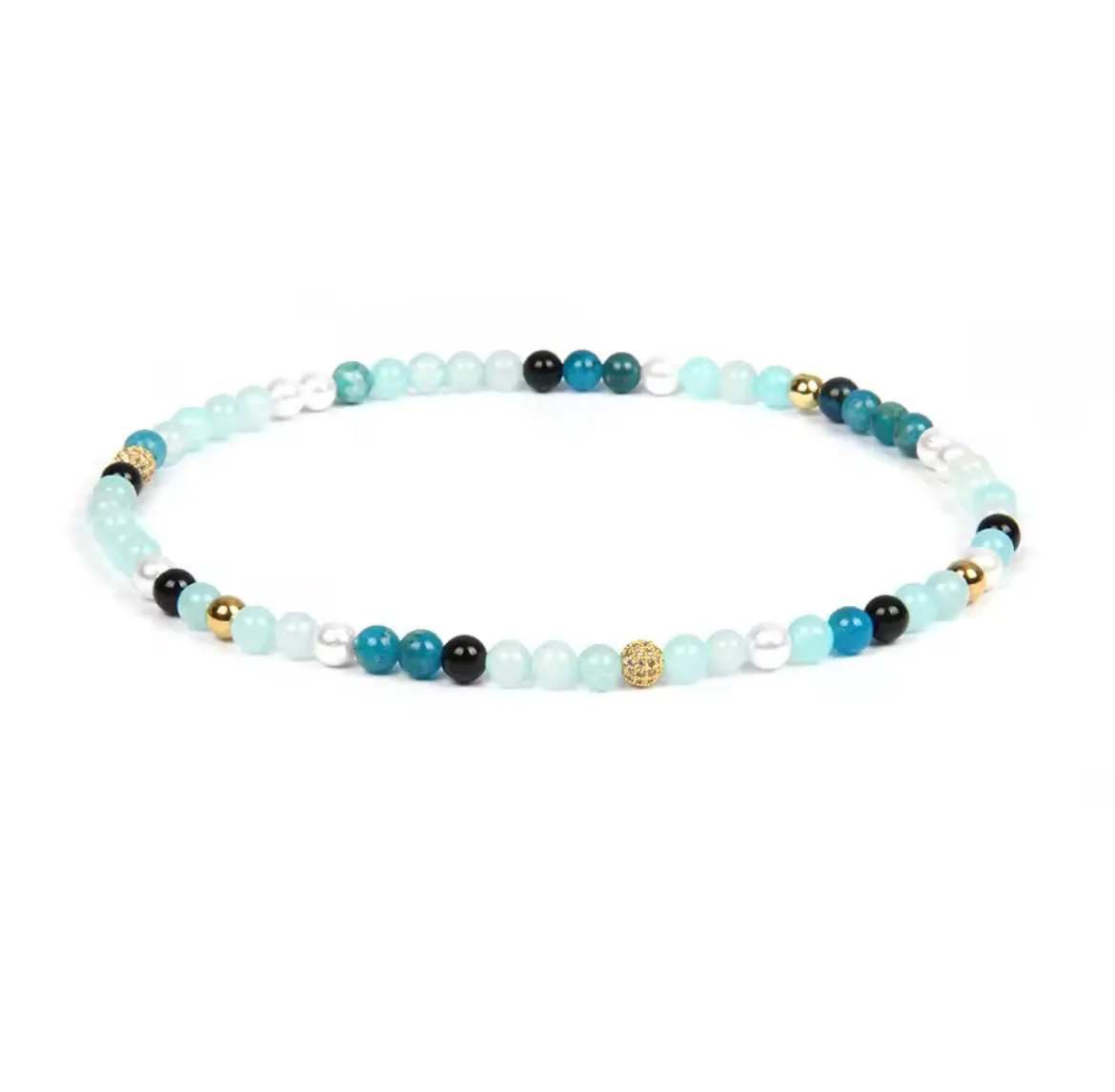 Apalite & Gold Beads Wrap Bracelet