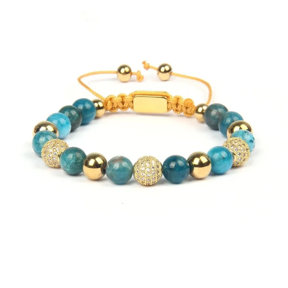 Apalite & Quartz Gold Beads Set of 2 Bracelets