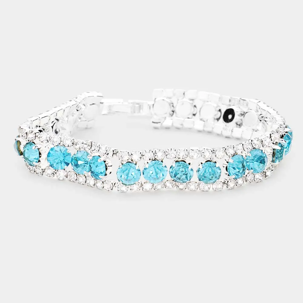 Aqua Crystal Rhinestone Tennis Bracelet | 476867