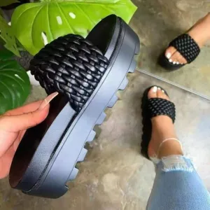 Asha Faux Leather Open Toe Platform Sandals