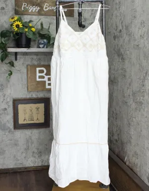 Ava & Viv Women's Plus Size Sleeveless Embroidered Bodice Dress 79ZYE White X