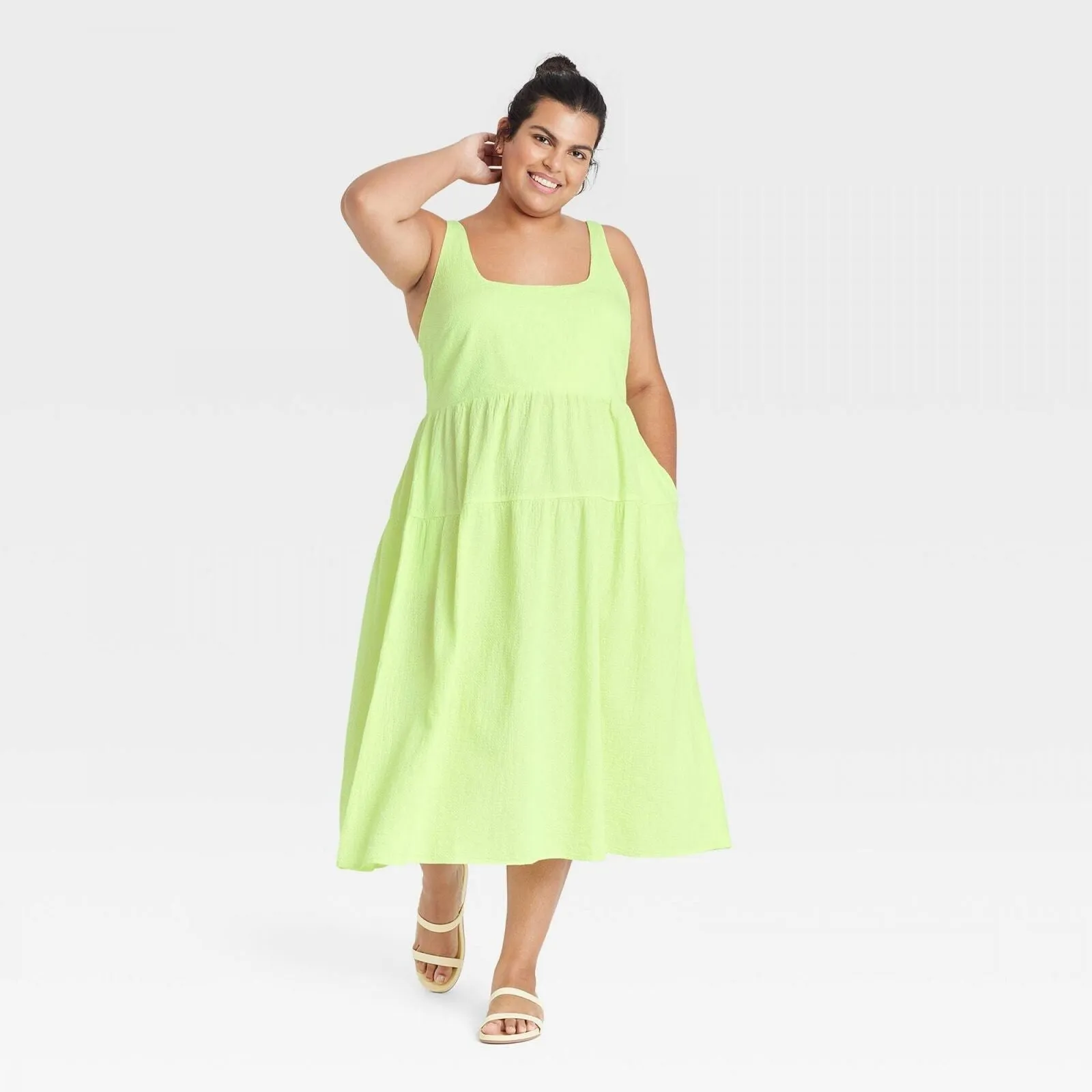 Ava & Viv Women's Plus Size Sleeveless Tie-Back Tiered Dress