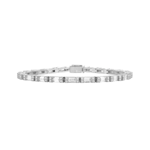 Baguette and Round Cut Tennis Bracelet - 3mm