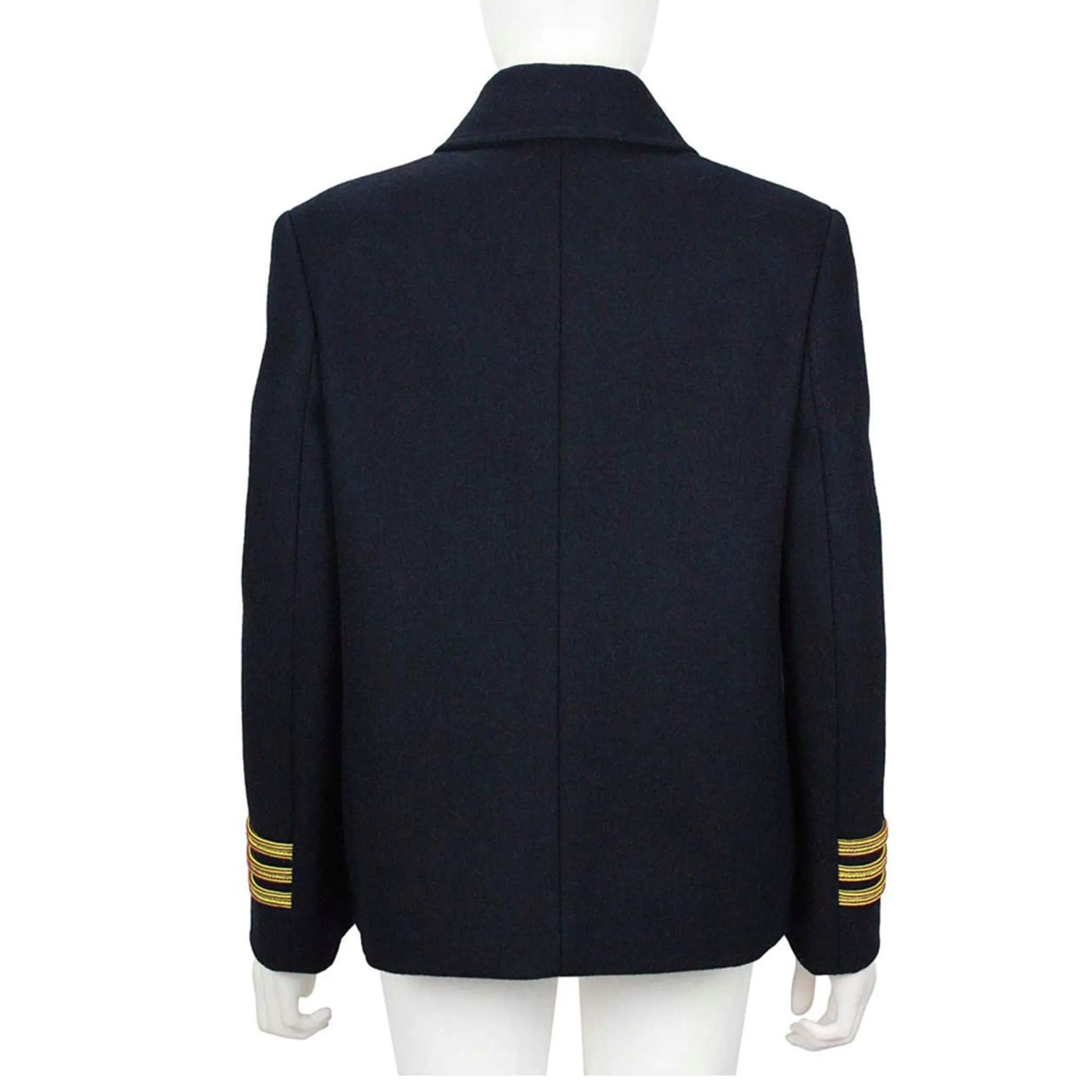 BALENCIAGA Navy Sailor Peacoat with Yellow Rope Trim