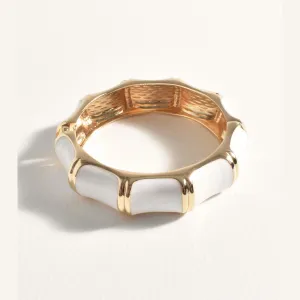 Bamboo Look Cuff Bracelet (White/Gold)