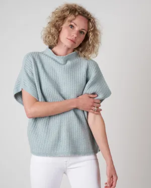 batwing pullover with stand collar - pale