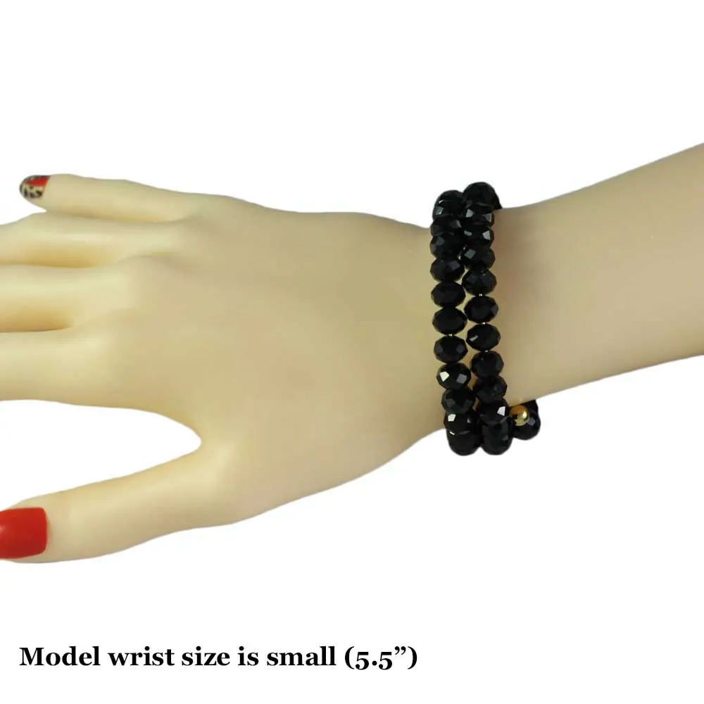 Beaded Black Wrap Bracelet with Gold Ball - BG401J