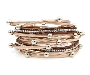 Beaded Copper Double Wrap Leather Bracelet