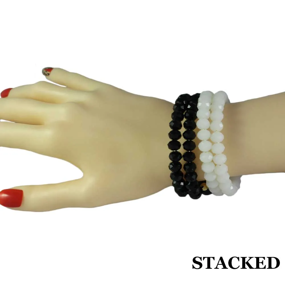 Beaded White Wrap Bracelet with Gold Ball - BG401W