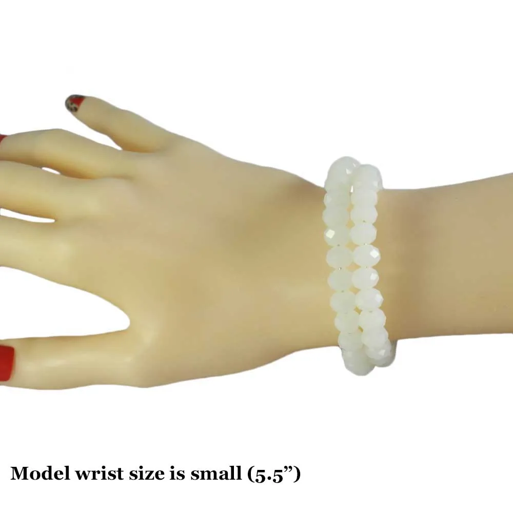 Beaded White Wrap Bracelet with Gold Ball - BG401W
