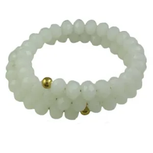 Beaded White Wrap Bracelet with Gold Ball - BG401W