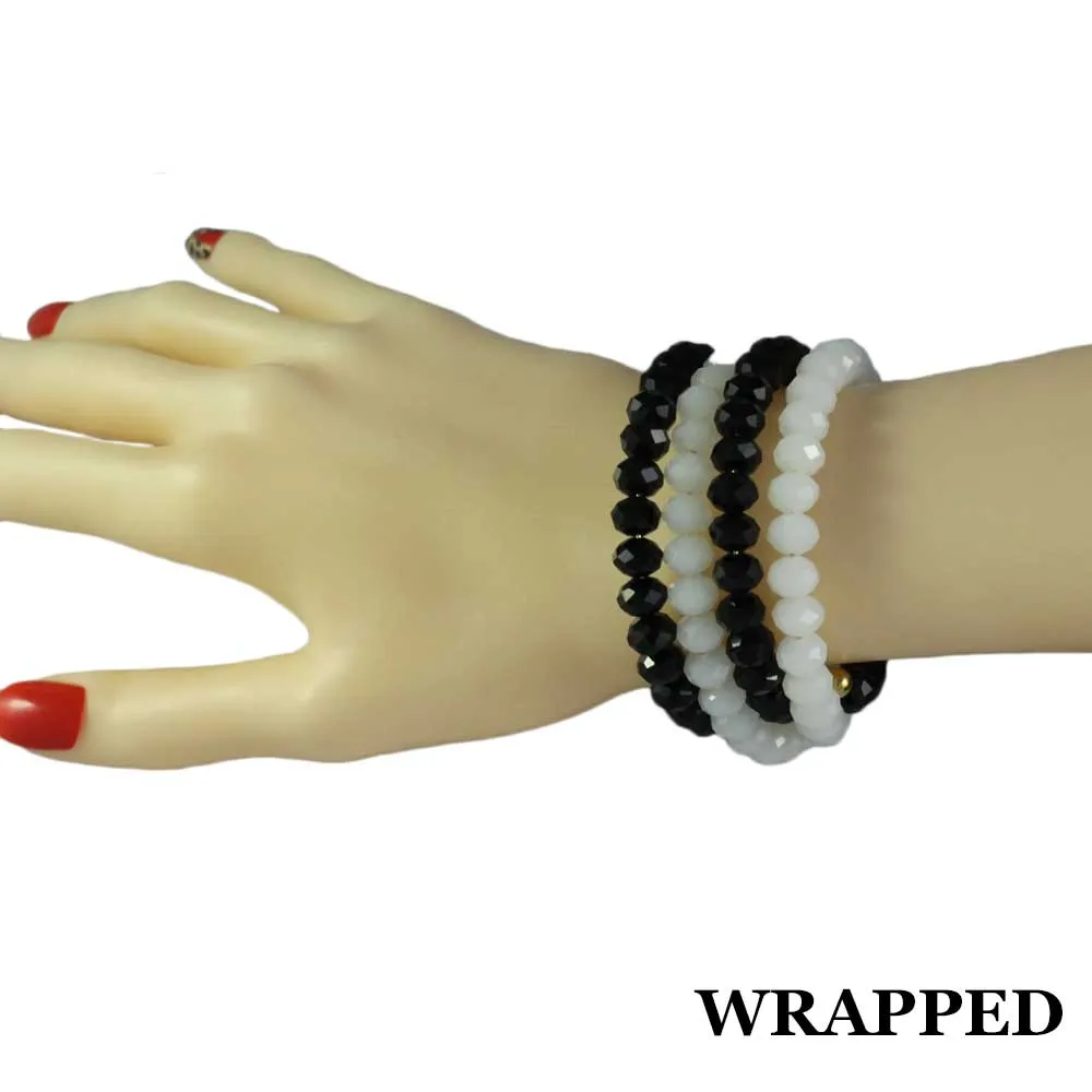 Beaded White Wrap Bracelet with Gold Ball - BG401W