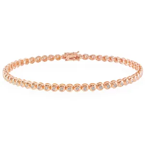 Bezel Set Diamond Tennis Bracelet in 18K Rose Gold