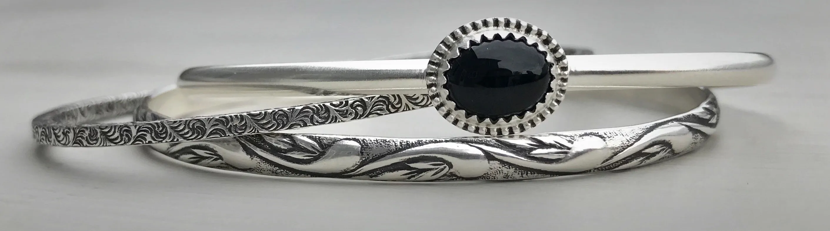 Black Agate Stacker Cuff Set