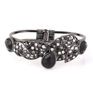 BLACK AND WHITE CRYSTAL HINGED  BRACELETS #306BK2101 (5A3/3D1)