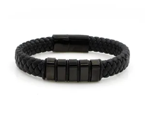 Black Bar Leather Bracelet
