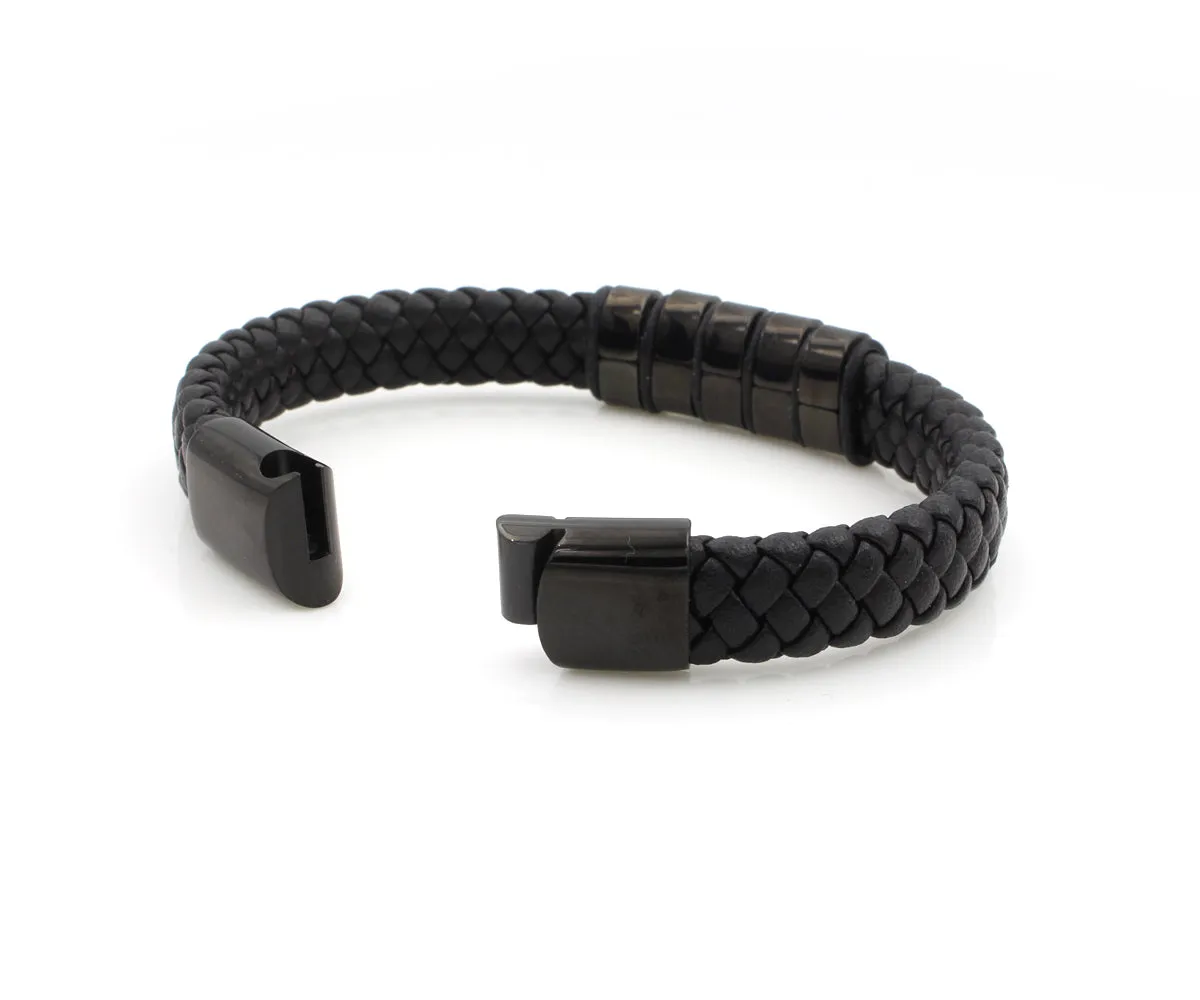 Black Bar Leather Bracelet