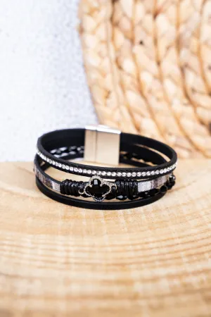 Black Clover Goldtone Multi-Strand Magnetic Bracelet