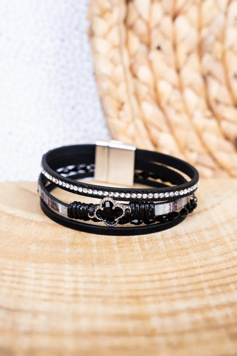 Black Clover Goldtone Multi-Strand Magnetic Bracelet