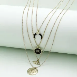 Black Gold Evil Eye Layered Necklace