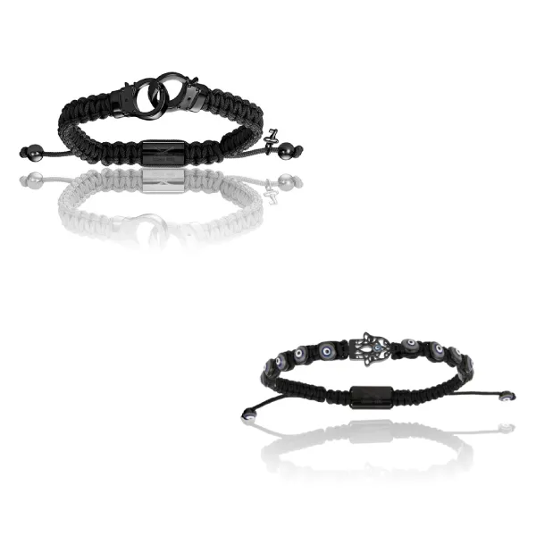 Black Nylon Bracelets with Black PVD Gift Idea for him