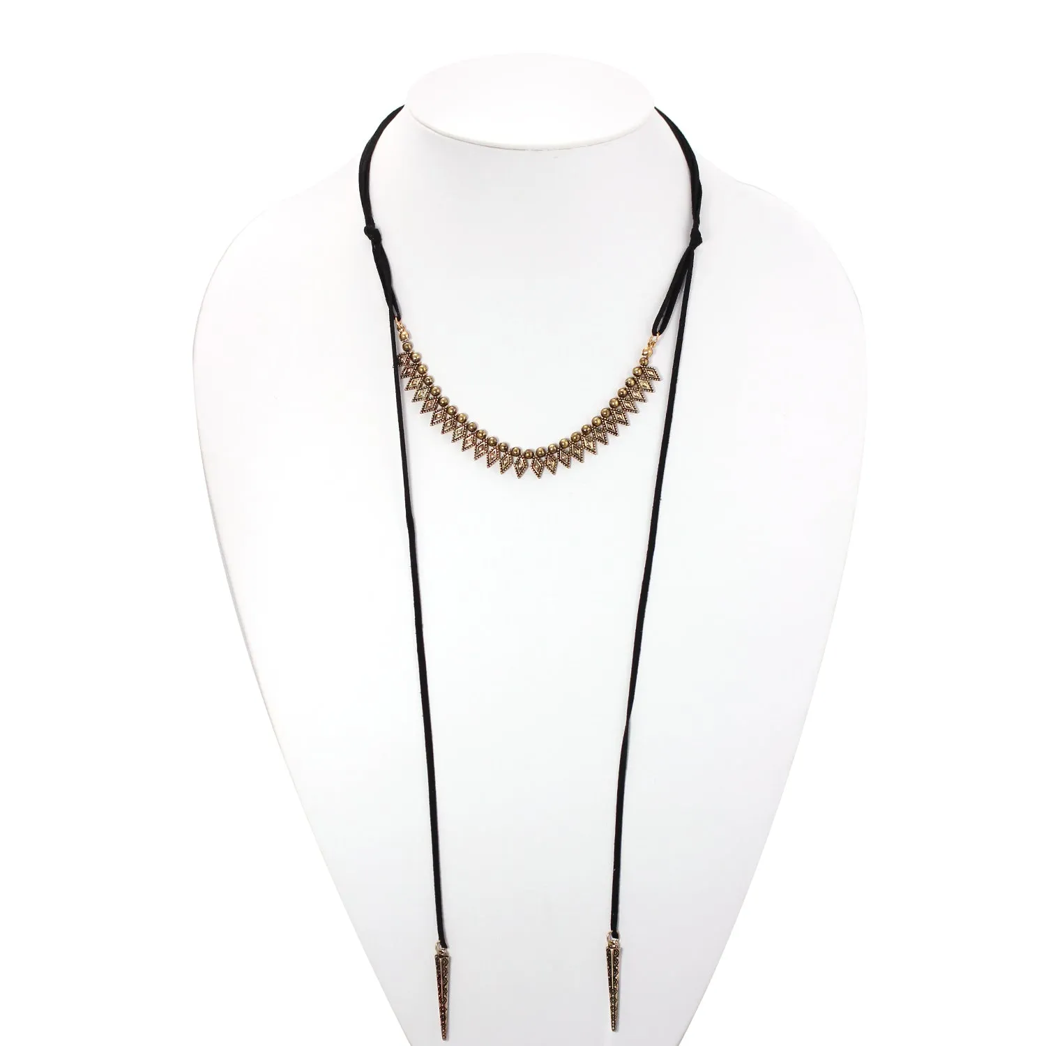 BLACK ROPE AND GOLD CHOKER NECKLACES #SWR-CP6165 (LH14)