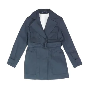 Black Solid Peacoat Coat