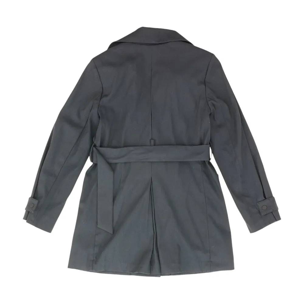Black Solid Peacoat Coat