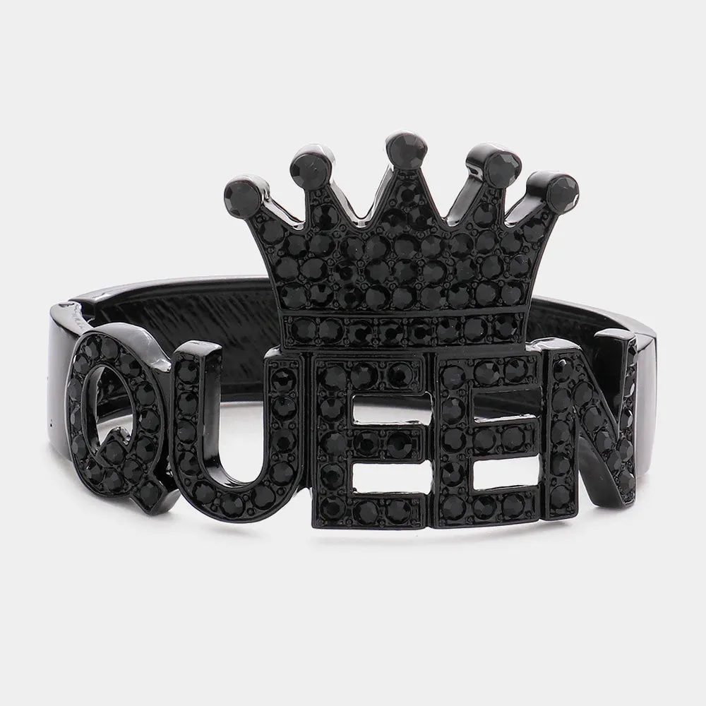 Bling Queen Rhinestone Crown Hinged Bracelets | Bling Products | Bling Bracelets | Queen Items | FB0142