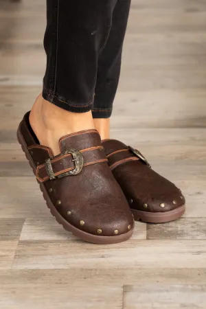 Blowfish Brown Buckle Slip On With Studs