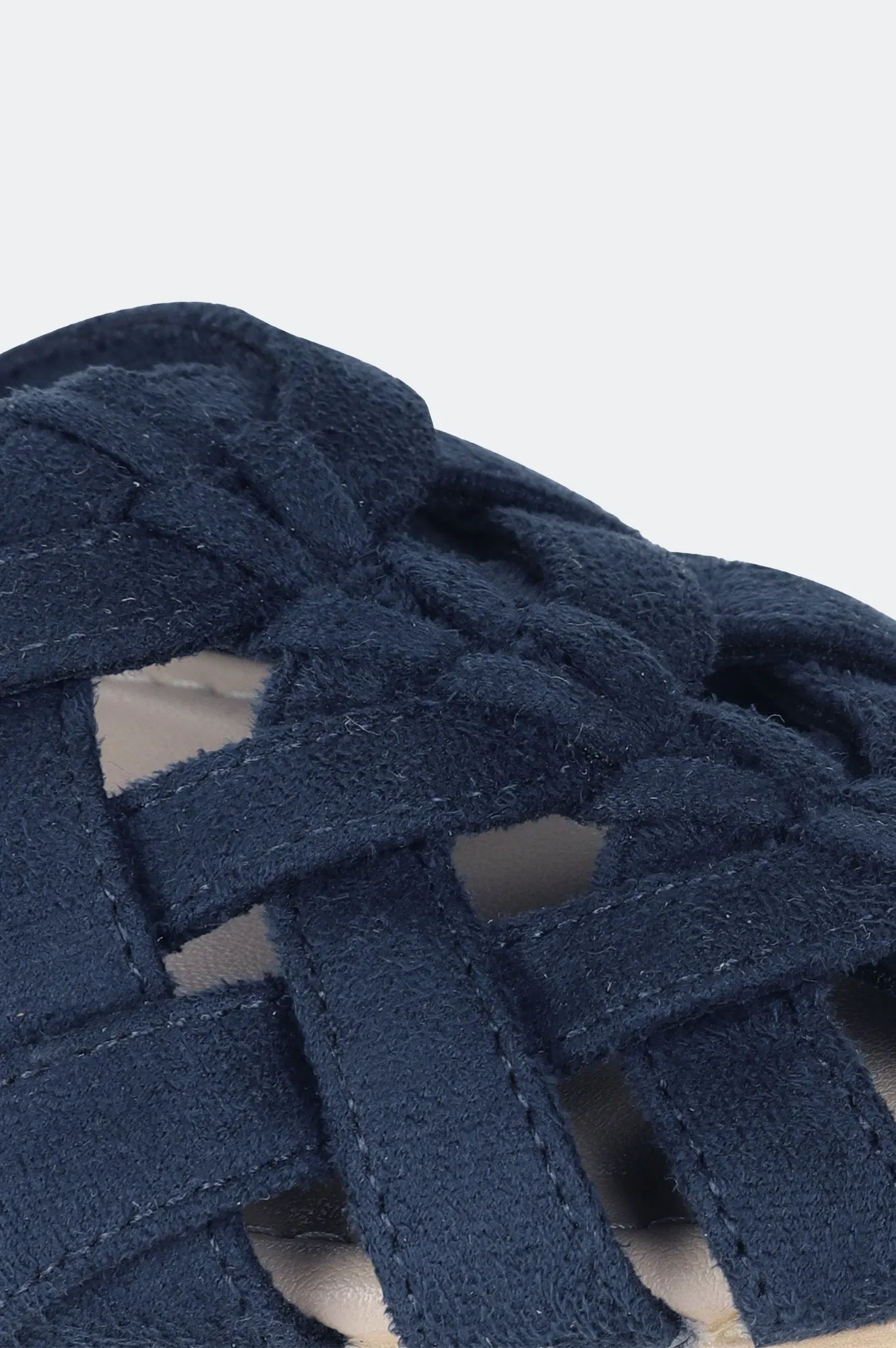 Blue Almond Toe Woven Design Flat-ZFAYE