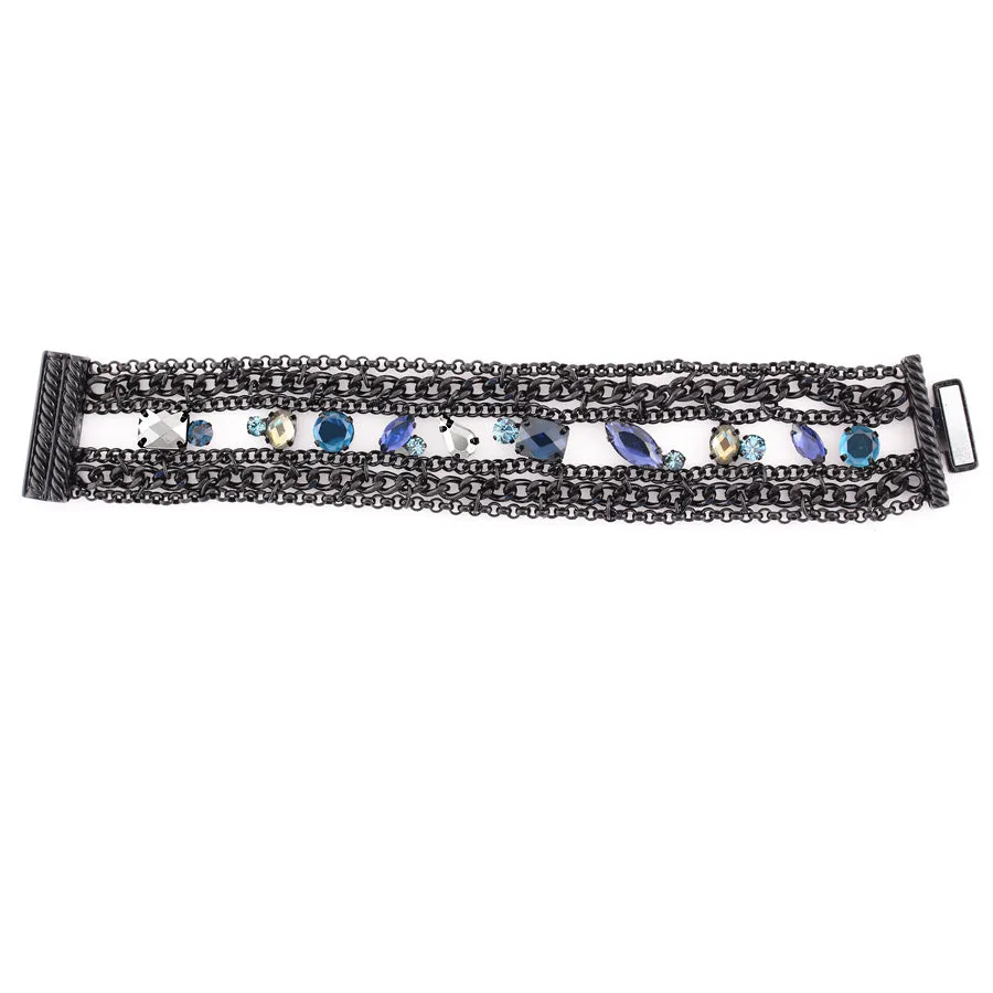 Blue Crystal Wrap Around Bracelet #256BL2201 (1E21)