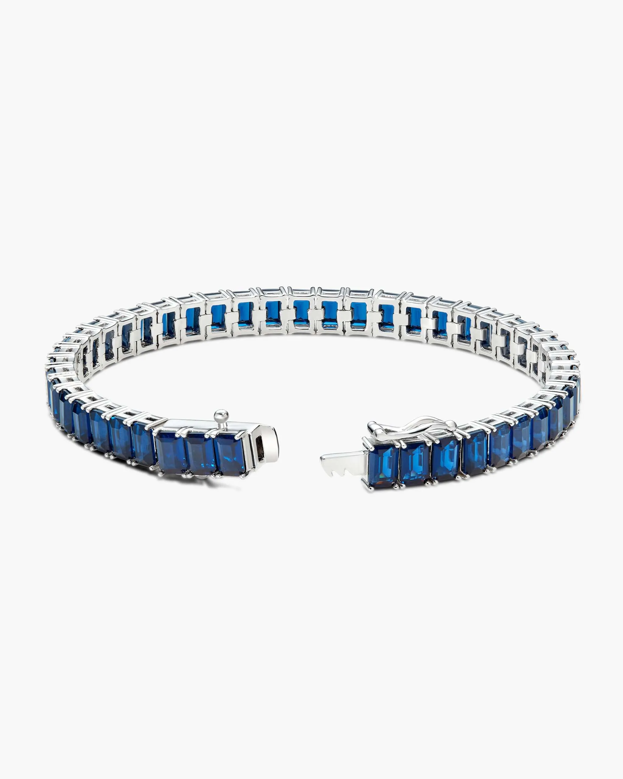 Blue Emerald Cut Tennis Bracelet