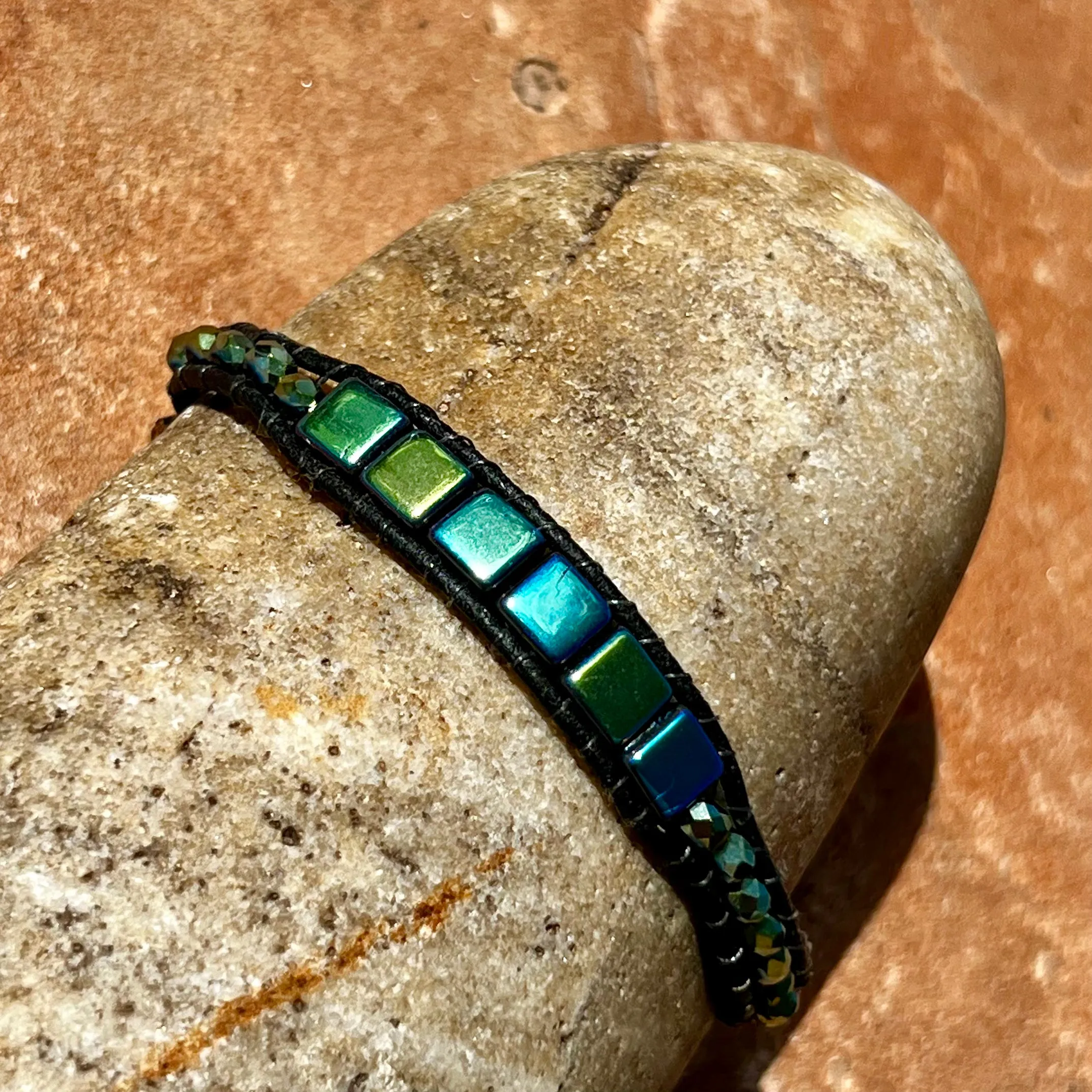 Blue-green Color Block bracelet