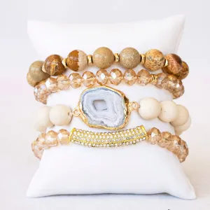 Boho & Mala Mix Stone Elastic Bracelet Stackable Sets BS1028