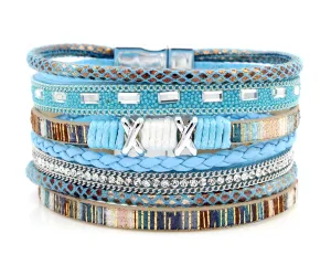 Boho Teal Multicolor Leather Bracelet