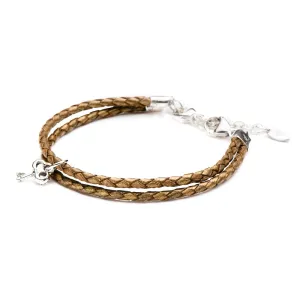 Bracelet Leather Braided - Bronze, S (5.5-7inch/14-18cm)