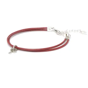 Bracelet Leather Smooth - Crimson, M (7-8.5inch/18-22cm)