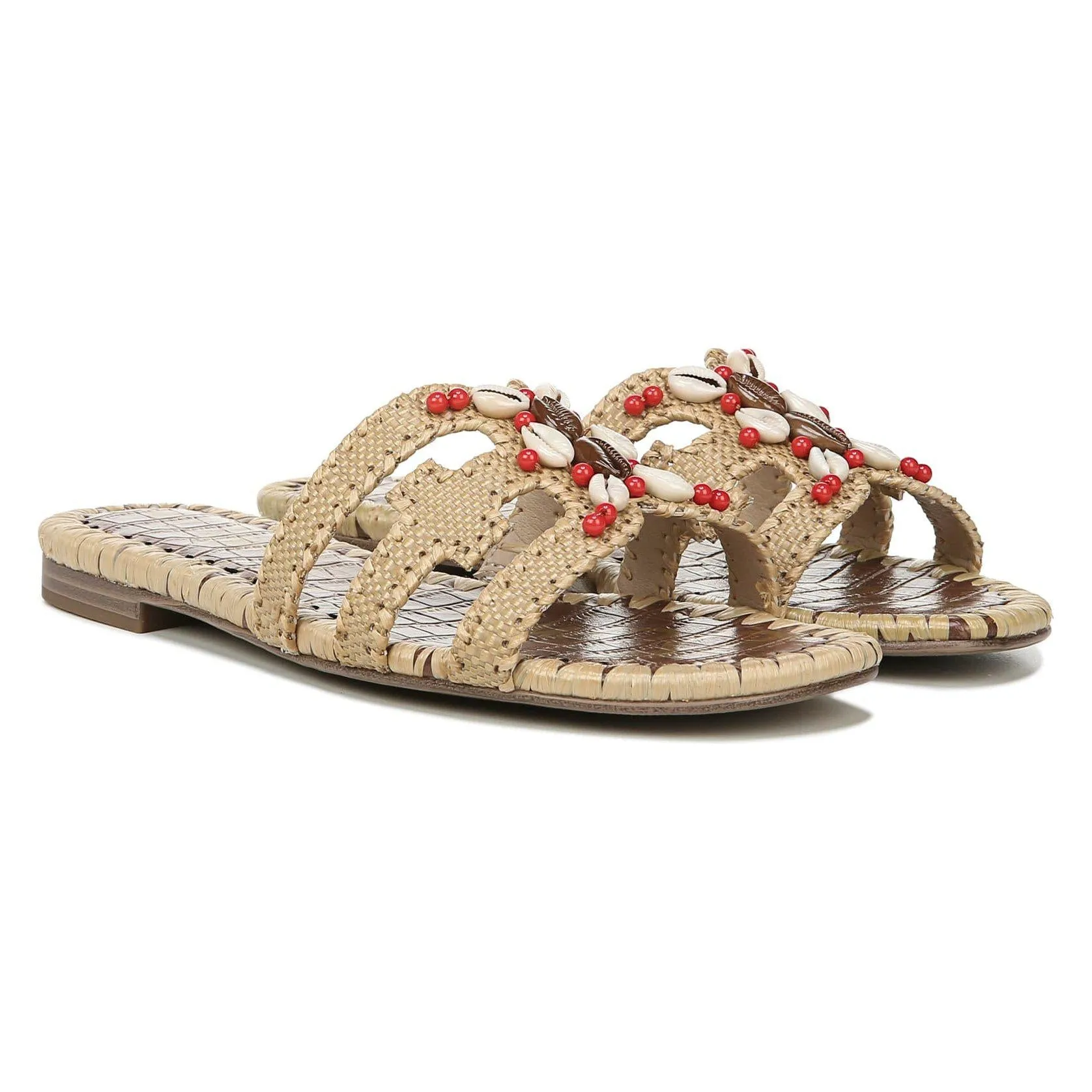 Bradie Beaded Raffia Slide Sandals