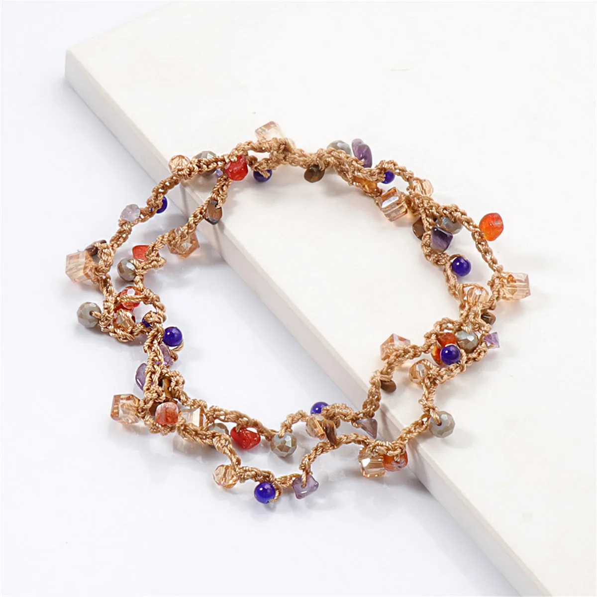 Brown & Teal Howlite Bead-Accent Layered Bracelet