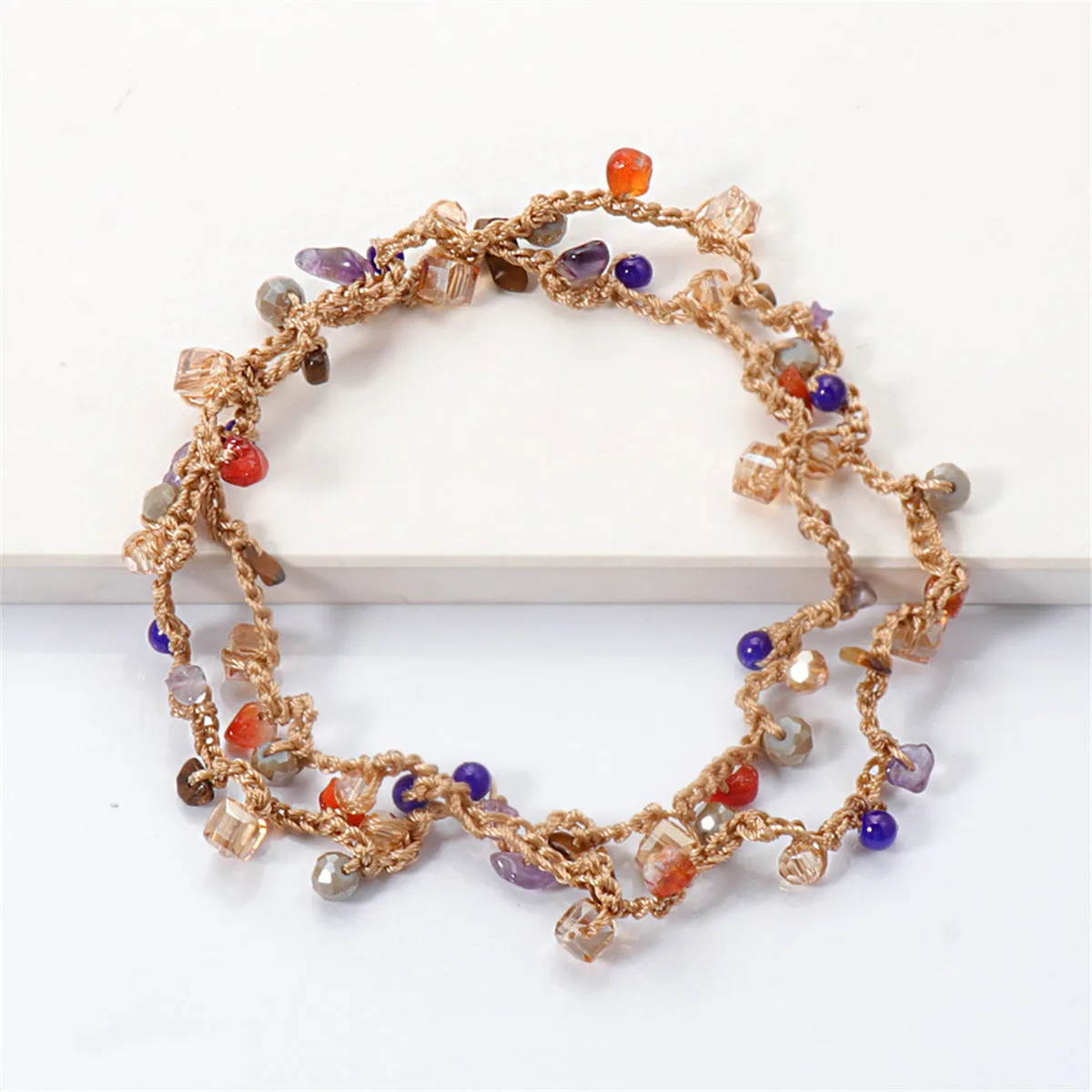 Brown & Teal Howlite Bead-Accent Layered Bracelet