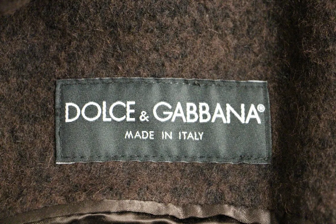 Brown Double Breasted Long Peacoat Jacket