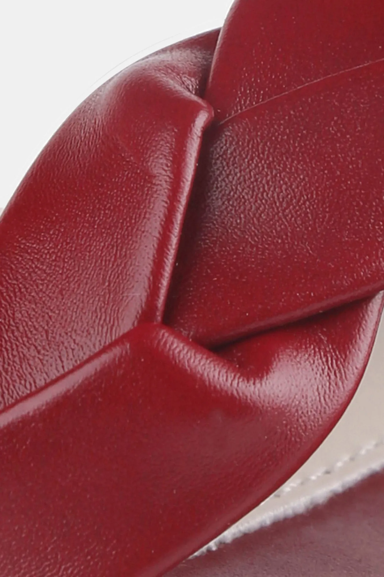 Burgundy Square Toe Woven Design Flat - Zjanice