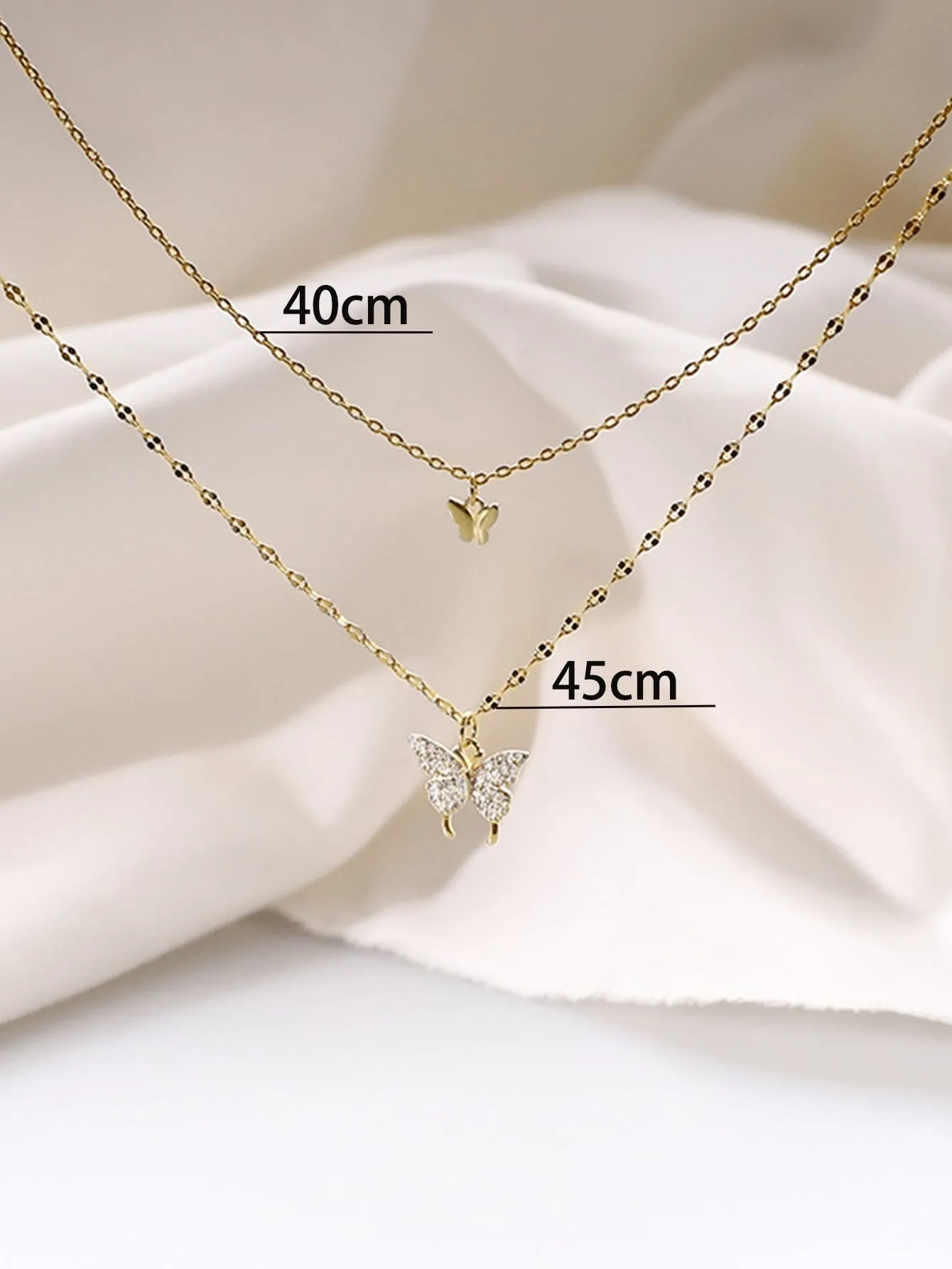 Butterfly Charm Layered Necklace  - Gold