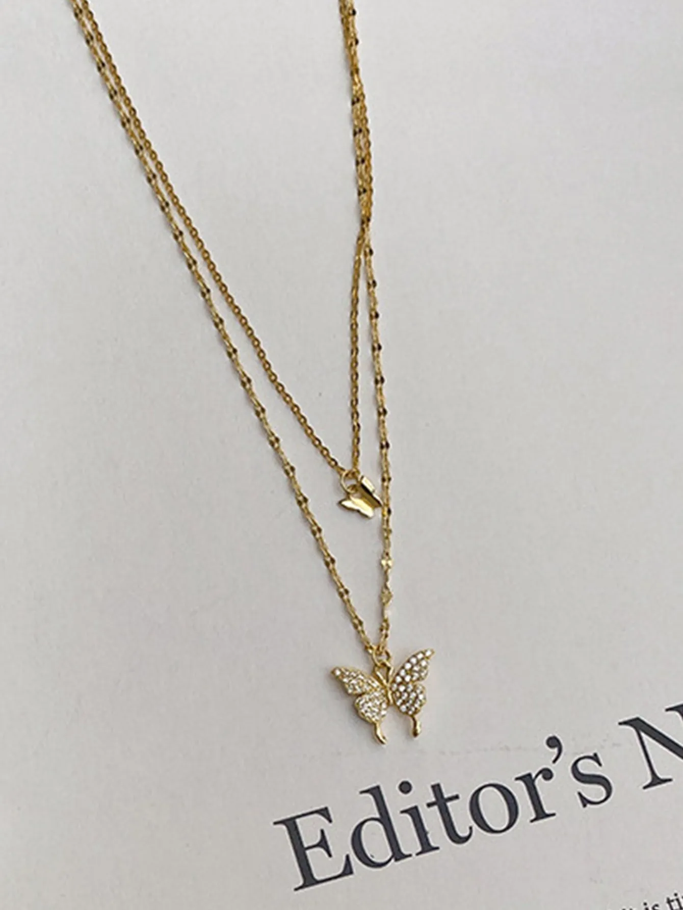 Butterfly Charm Layered Necklace  - Gold
