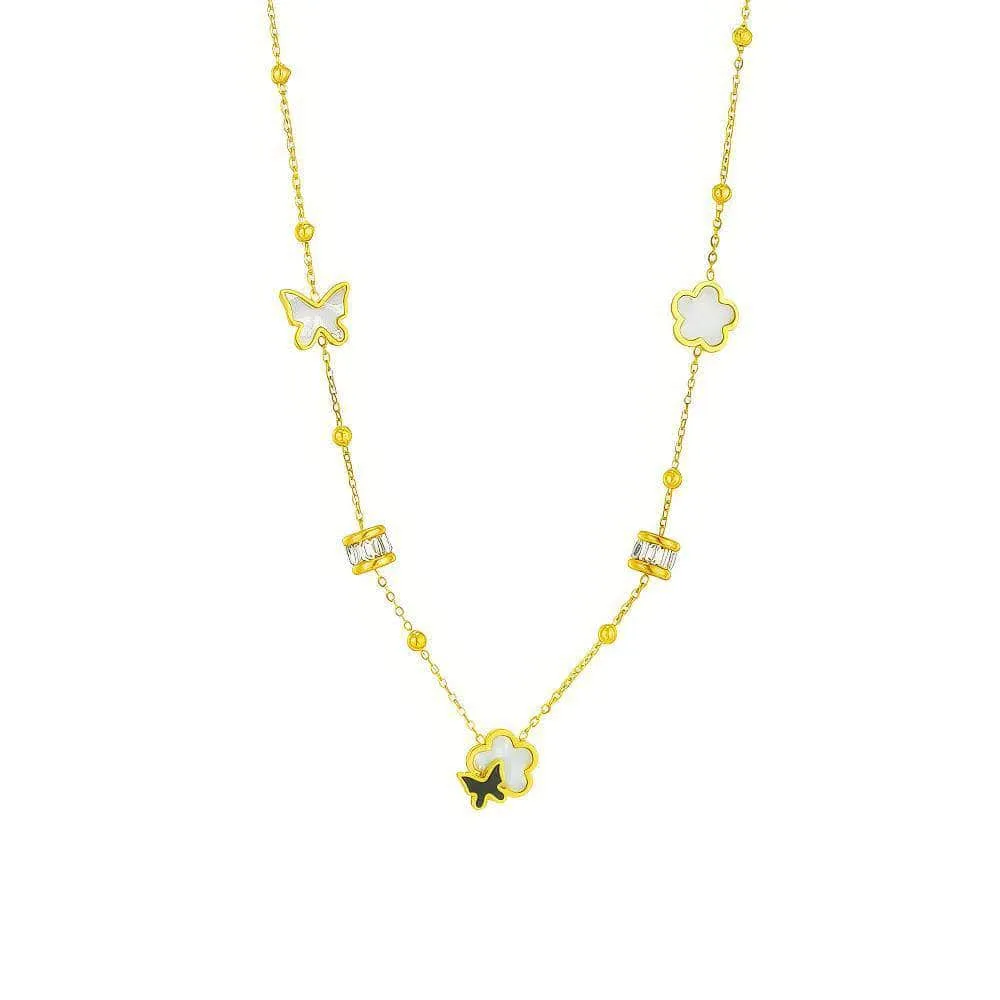 Butterfly Flower Pendant Necklace: Fashionable Girls' Clavicle Chain