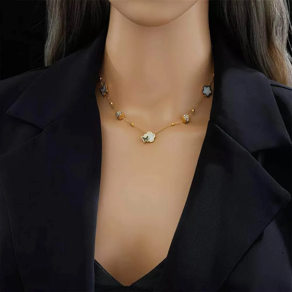 Butterfly Flower Pendant Necklace: Fashionable Girls' Clavicle Chain