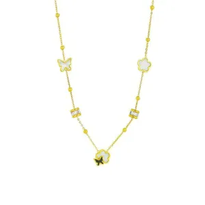 Butterfly Flower Pendant Necklace: Fashionable Girls' Clavicle Chain