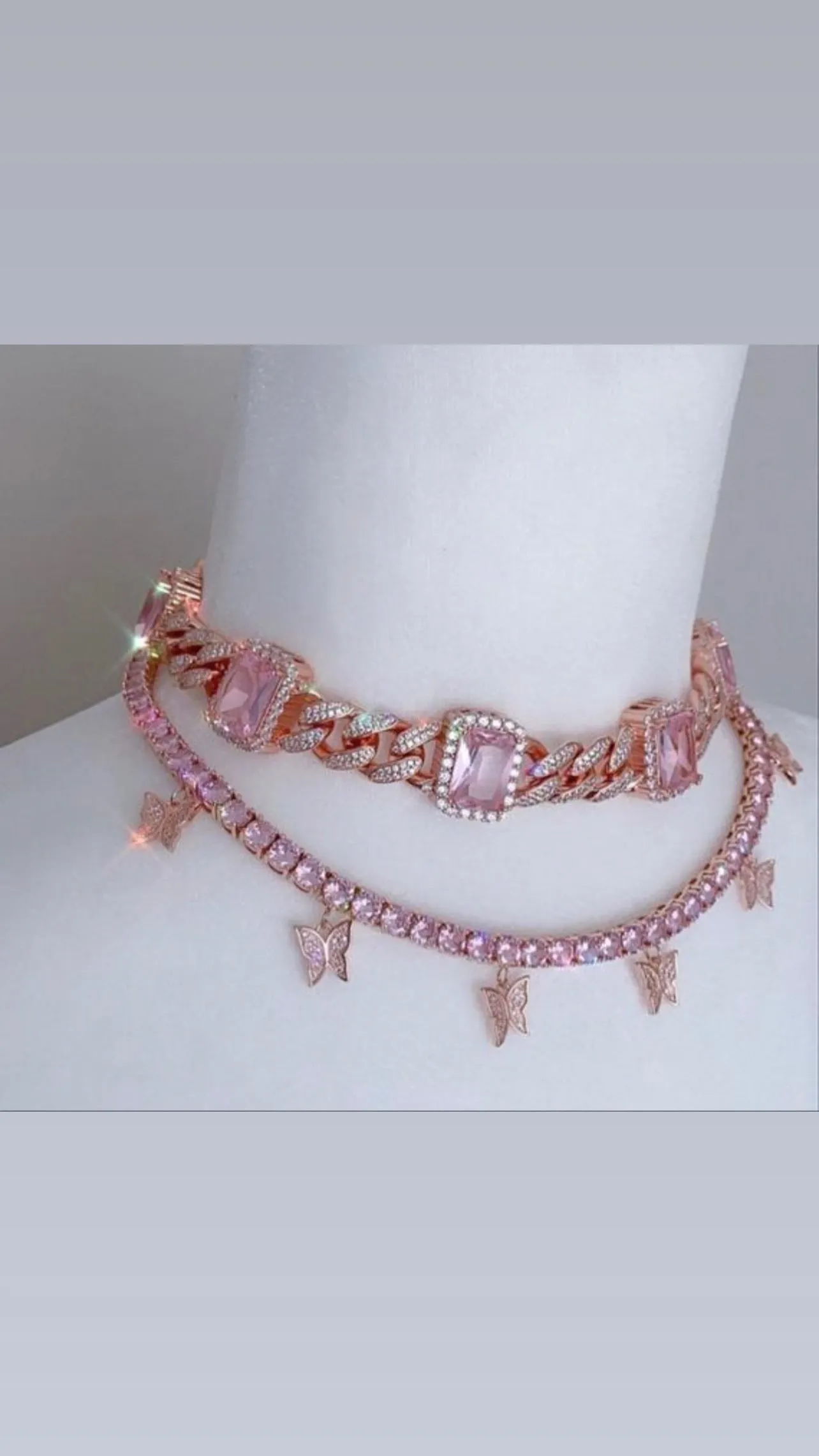 butterfly tennis choker , cz tennis butterfly necklace , bling iced tennis butterfly